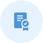 Certificate icon with checkmark in circle.