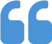 Blue quotation marks on white background.
